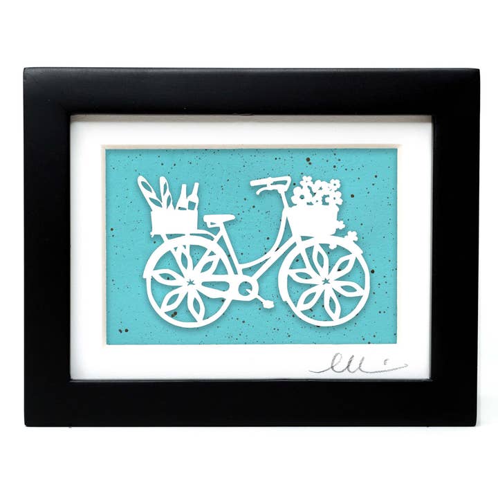 Fahrrad handmarmorierter Kunstdruck auf Recyclingpapier für den Großhandel von Hull Street Studio