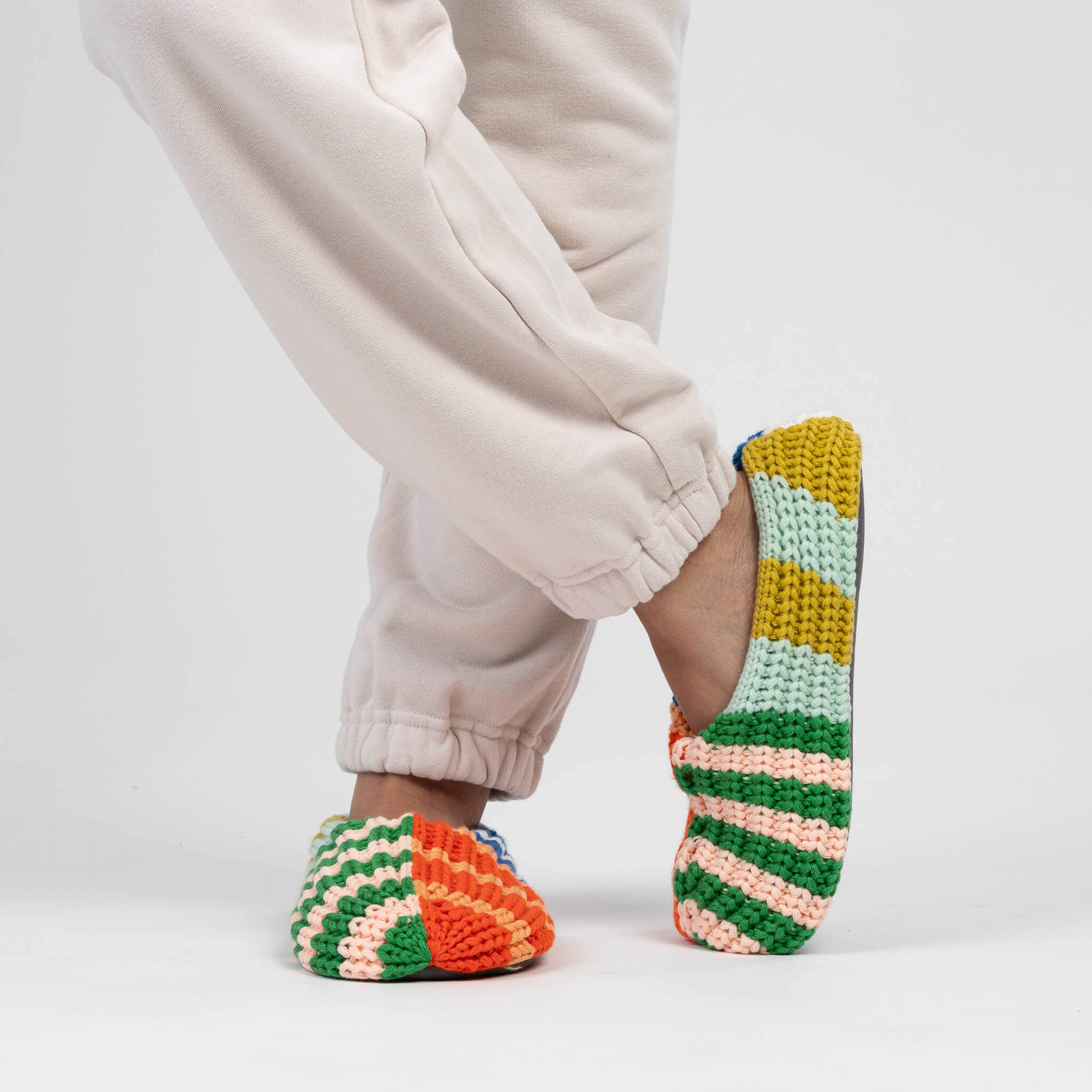 VERLOOP | knits - Wholesale Slippers - Unisex - Patchwork Stripe Rib Slippers4