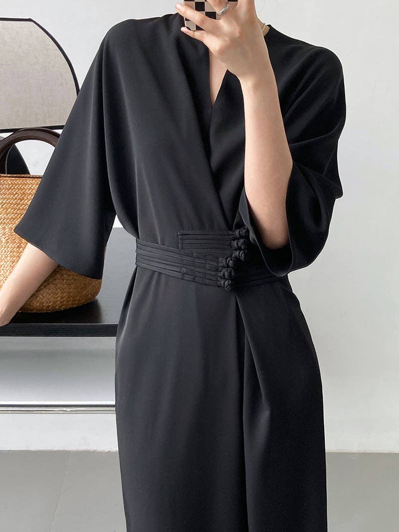 Marayn - Vente Robe – femme - 2025 NOUVELLE Robe Noeud Élégante Moderne Chic Touche Chinoise29