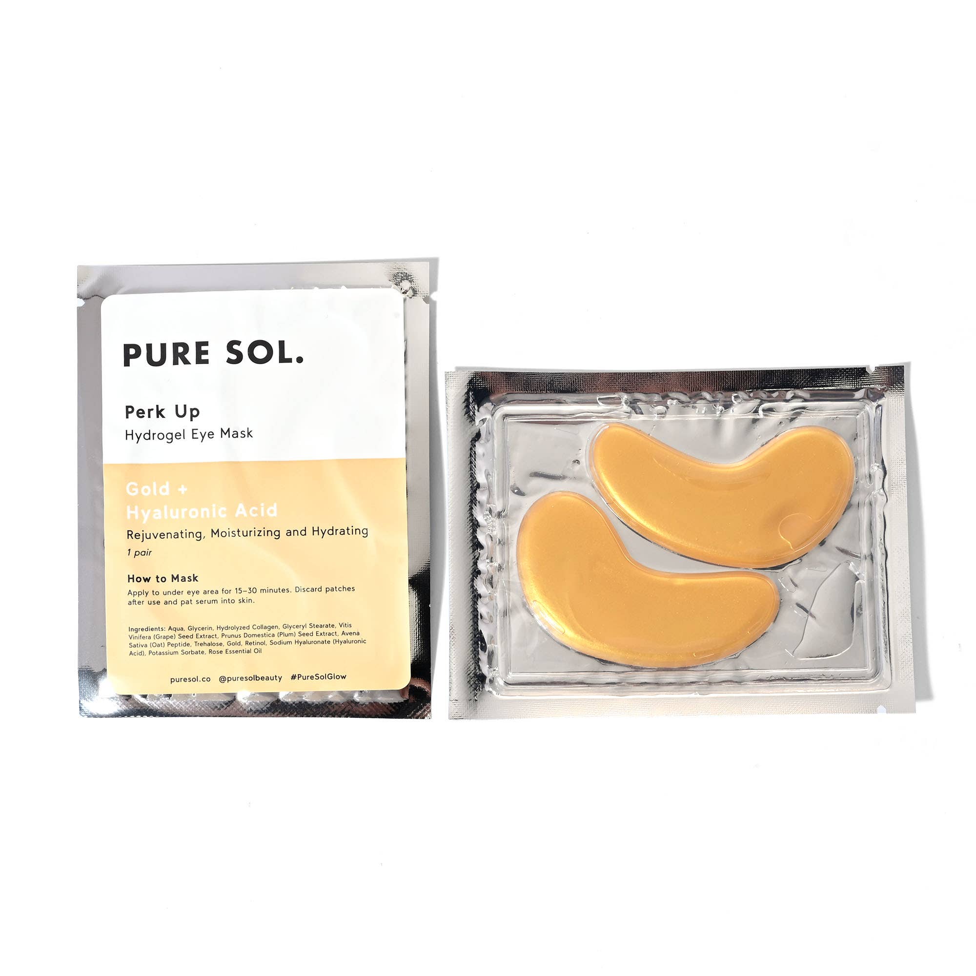 PURE SOL. - Vente Masques de traitement yeux - Masque pour les yeux Perk Up Gold - Sachet individuel10