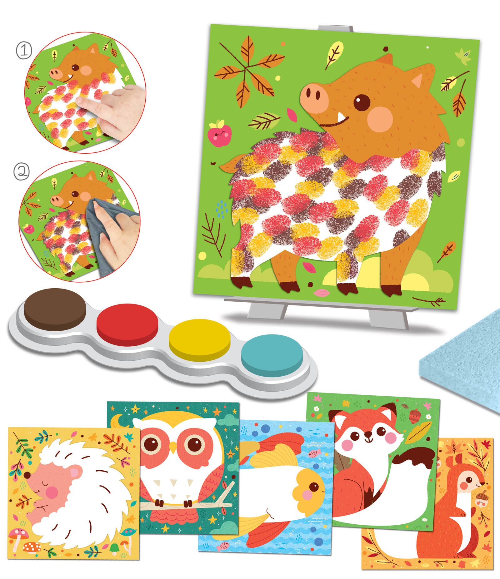 Créa Lign' - Wholesale Paint Set - Finger painting “Animals in the country”2