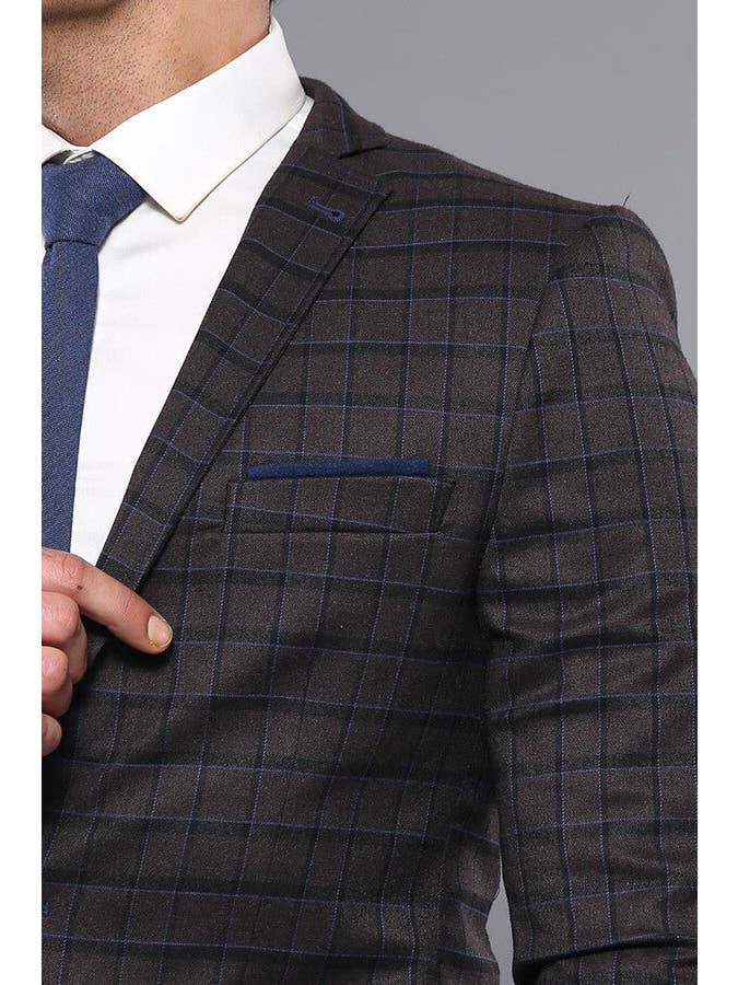 Beige Plaid Brown Jacket with Handkerchief - Wessi for wholesale on Faire