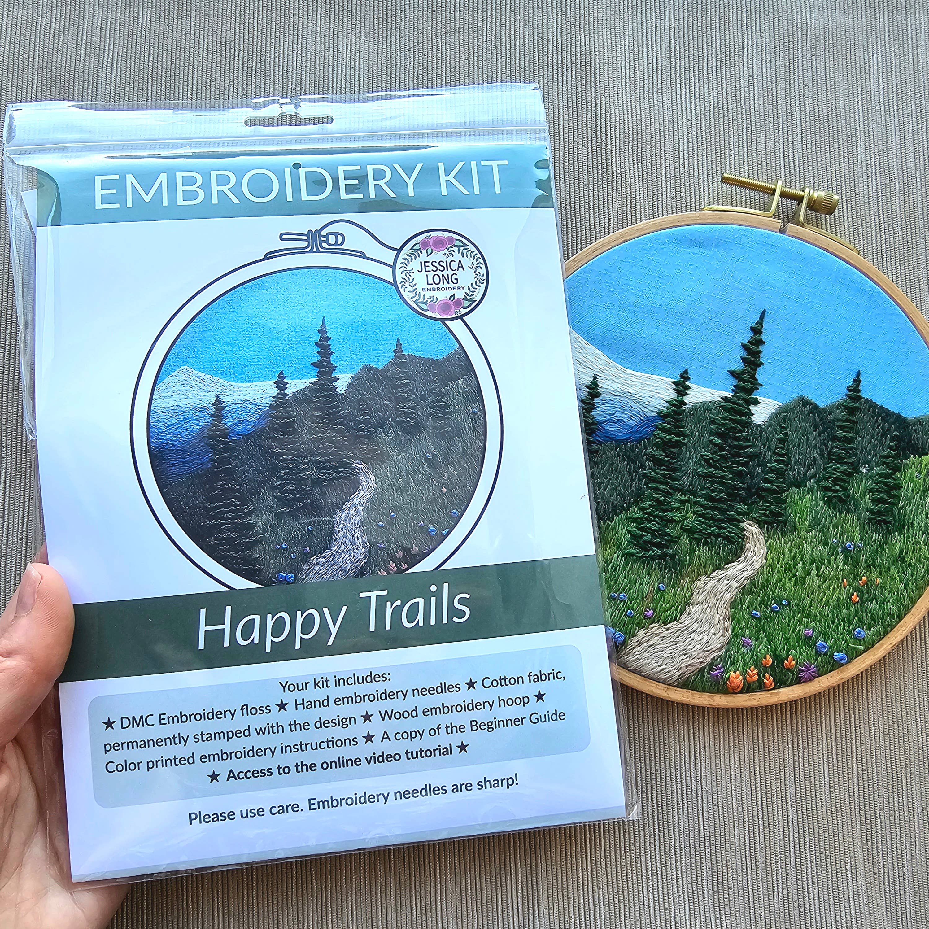 Jessica Long Embroidery - Wholesale Embroidery/Cross Stitch Supplies - "Happy Trails" Landscape Embroidery Kit4
