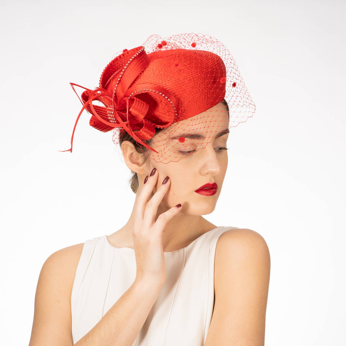 KaKyCo - Wholesale Fascinator Hat - Women's - Satin Ribbon Veil Pillbox | 32155922