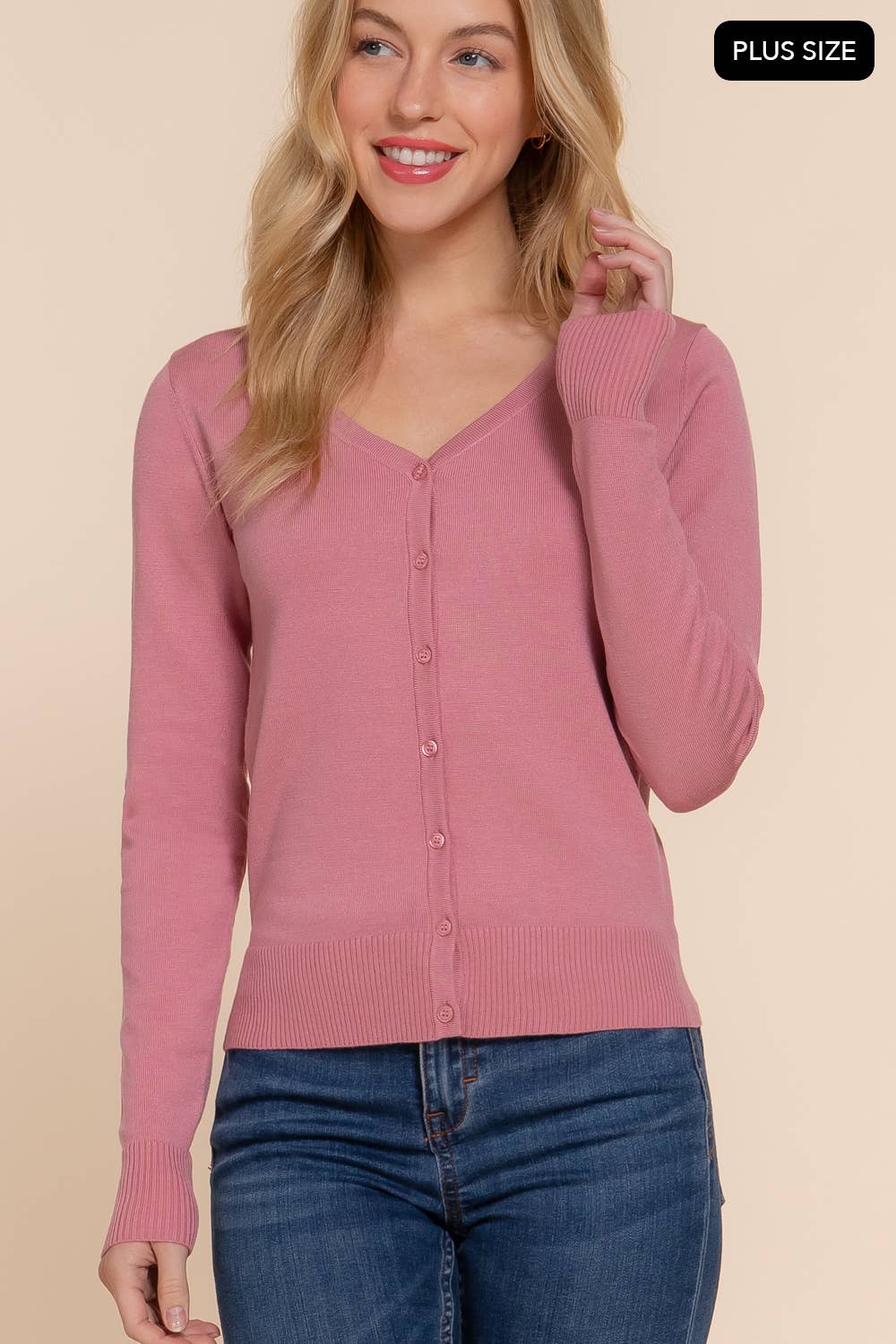 Active Basic | Active USA - Vendita all'ingrosso Cardigan - Donna - [TAGLIA FORTE] Cardigan Maglione con Scollo a V e Bottoni a Maniche Lunghe12