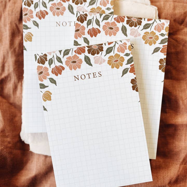 Flora West Design - Wholesale Notepad - 4x6 Signature Floral Notepad | cute grid stationery 50 pages1