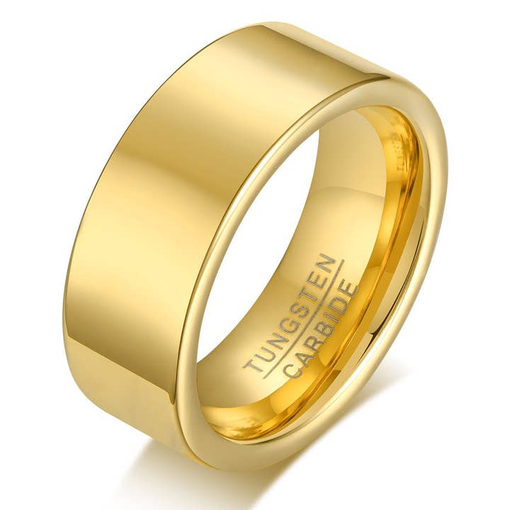Men's Tungsten Ring - Polished Gold, 8mm for wholesale by PAXPARIS