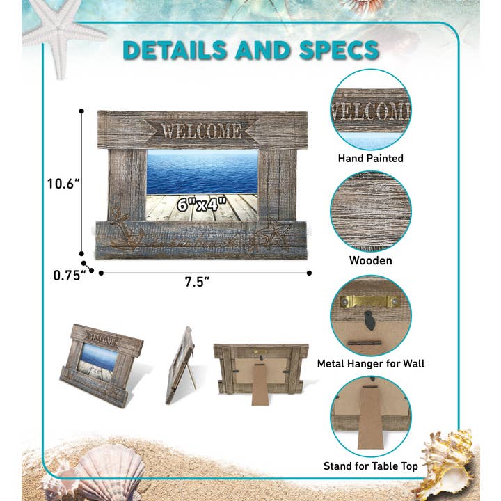 Cota Global - Wholesale Picture Frame - Nautical - Driftwood Anchor Photo Frame 6X4