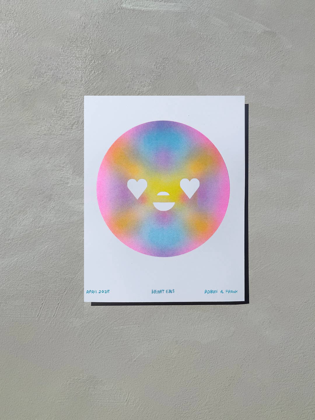 Robyn A. Frank Artworks - Wholesale Art Print - Heart Eyes risograph art print2