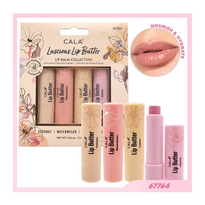 PINEAPPLE Beauty – wholesale Lip balm set – CALA 67764 Luscious 4pc Butter Lip Balm Collection - 6 set