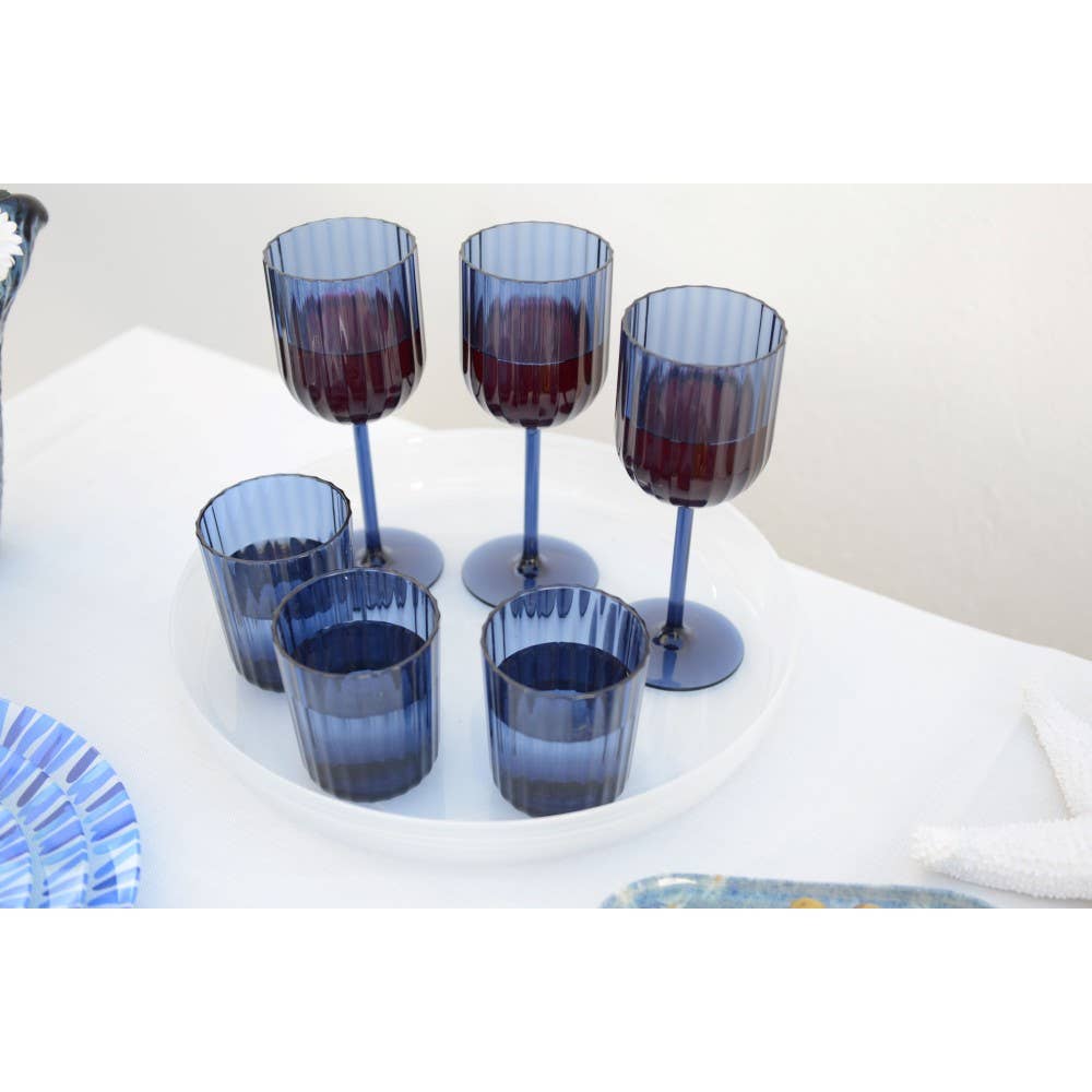 AULICA - Vente Verres à vin - Verres à vin bleu en acrylique - lot de 62
