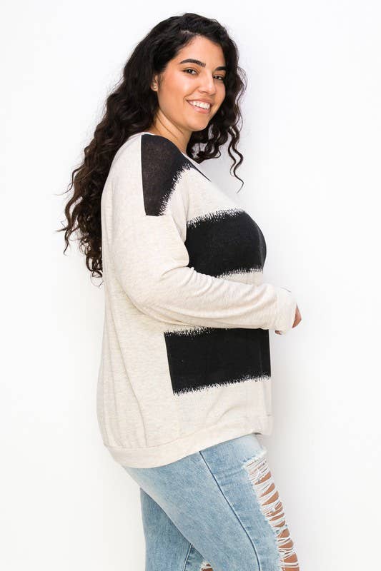 A.gain - Vendita all'ingrosso Top in maglia - Donna - 10764LP543 - TINTA UNITA PLUS SIZE CON MANICHE A CONTRASTO3