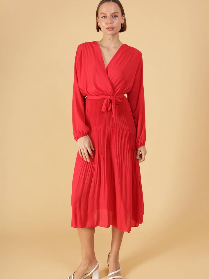 Vestido plissado P10010-1 por atacado de Shyloh