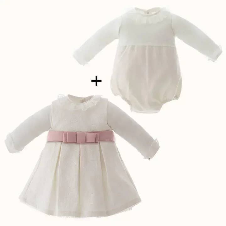 Pim-Pam-Pum - Wholesale Dress Set - Baby - Dress and Bodysuit/Underwear Romantic Old Pink Beige4