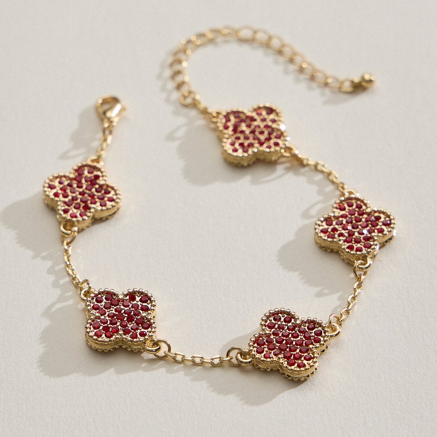 Frem - Wholesale Charm/Dangle Bracelet - Gold Chain Bracelet with Crystal Flower Charms13