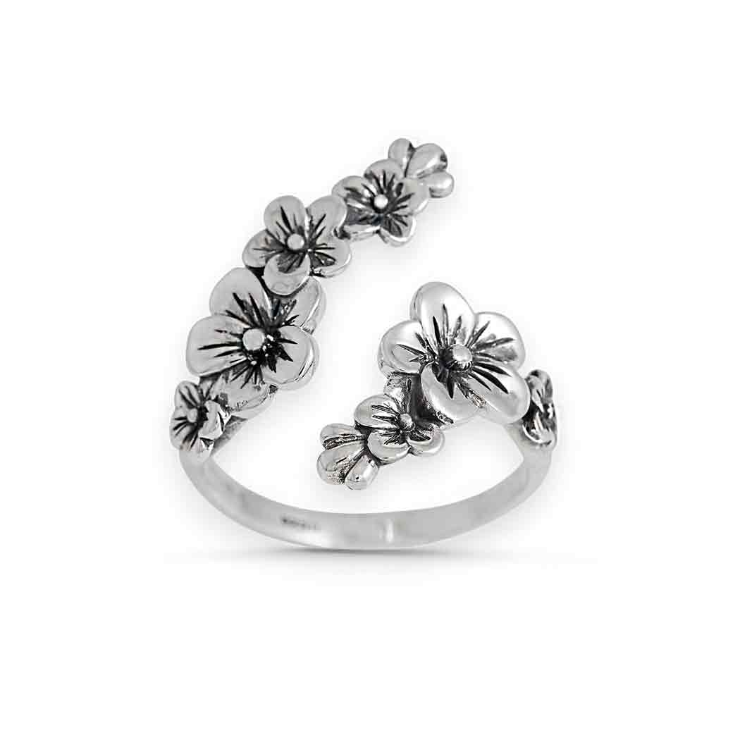 Nina Designs - Wholesale Cocktail/Statement Ring - Sterling Silver or Bronze Adjustable Cherry Blossoms Ring6