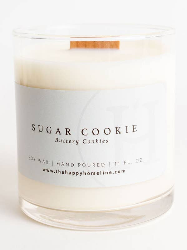 Bougie à mèche en bois Sugar Cookie de 11 oz pour la vente par The Happy Home Line
