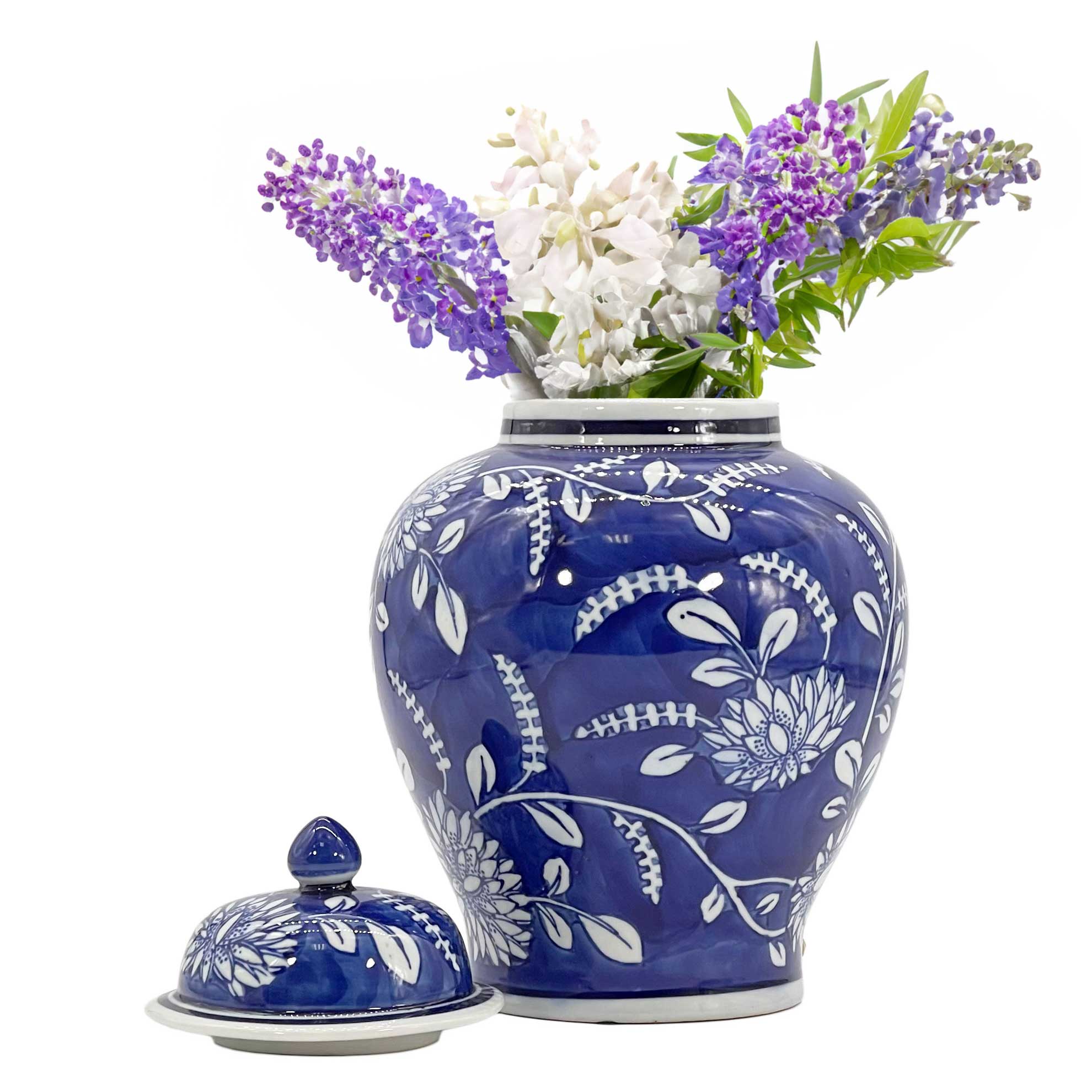 Galt International Company - Vente Bocal décoratif - Jarre en céramique chinoiserie florale 30 cm34