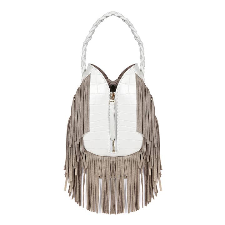 Kate Croco Effect Hvid Skuldertaske for engroshandel hos Tara Folks