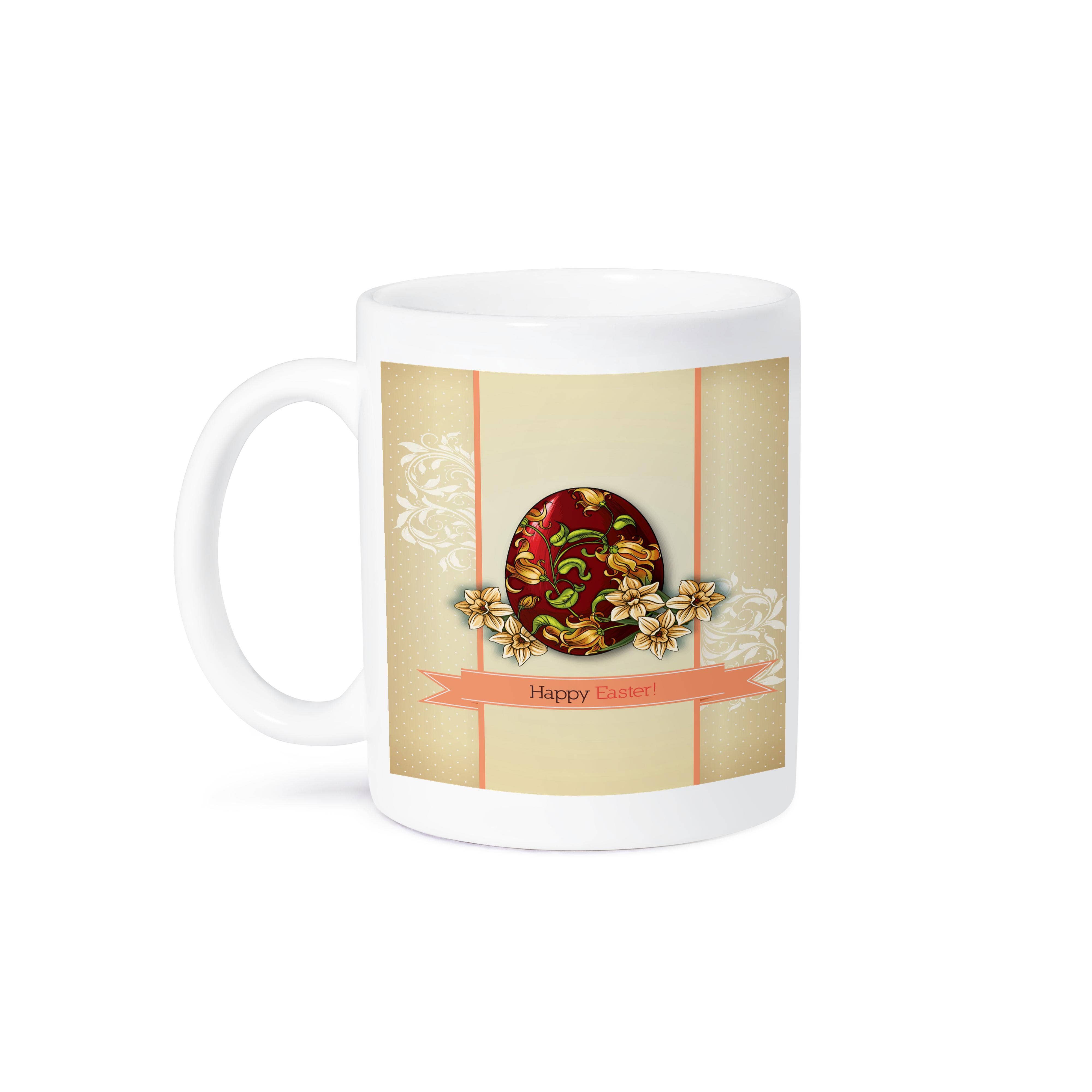 3dRose - Wholesale Coffee Mug - 3dRose, Elegant Floral Red and Yellow Easter Egg With Happy Easter, Mug8