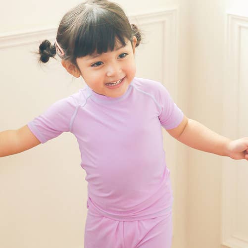Ice Purple Bamboo Stitch Short Sleeve PJs for wholesale by Vaenait Baby