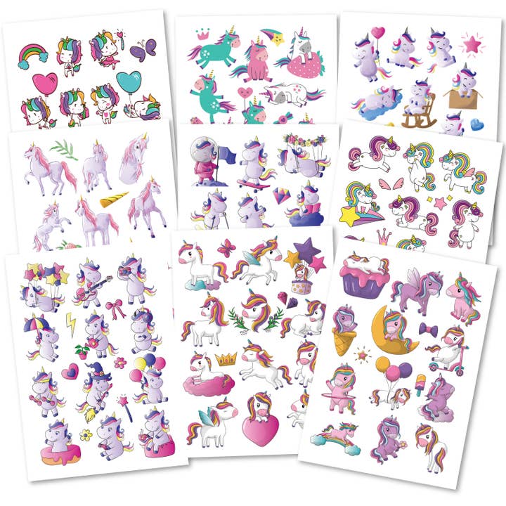 Topulo – Tatuagem temporária - Crianças por atacado – Tatuagens para crianças TOPulo® 150 amigas da pele — magia do unicórnio