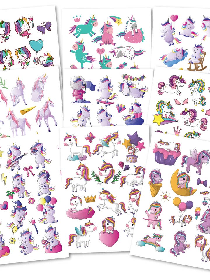 Tatuagens para crianças TOPulo® 150 amigas da pele — magia do unicórnio por atacado de Topulo