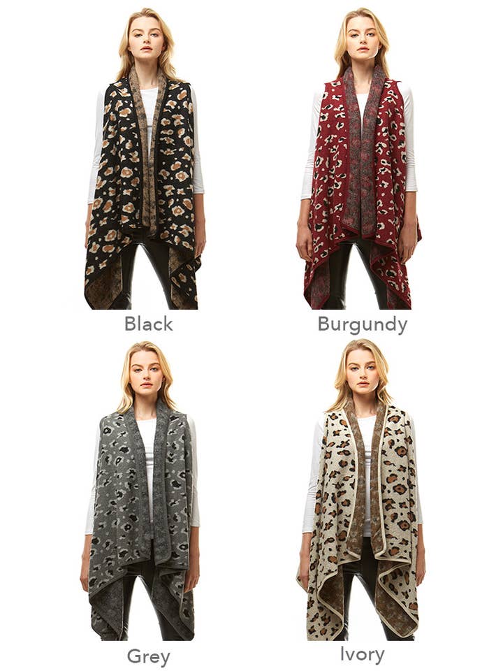 Hana - Vente Veste sans manches – femme - Gilet imprimé à motif léopard12