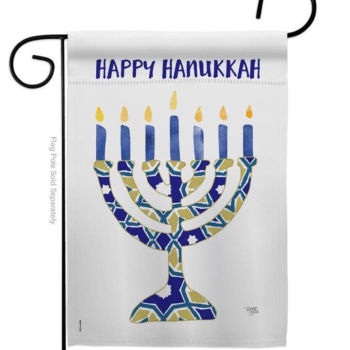Two Group Flag Co - Venta al por mayor Bandera y manga de viento - Bandera de decoración de invierno de Hanukkah Menorah