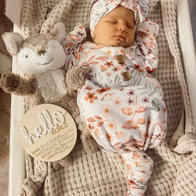 Claire and Bella - Wholesale Milestone Art/Keepsake - Kids & Baby - Hello World Birth Stat Announcement Wood Disc - Layered 3D18