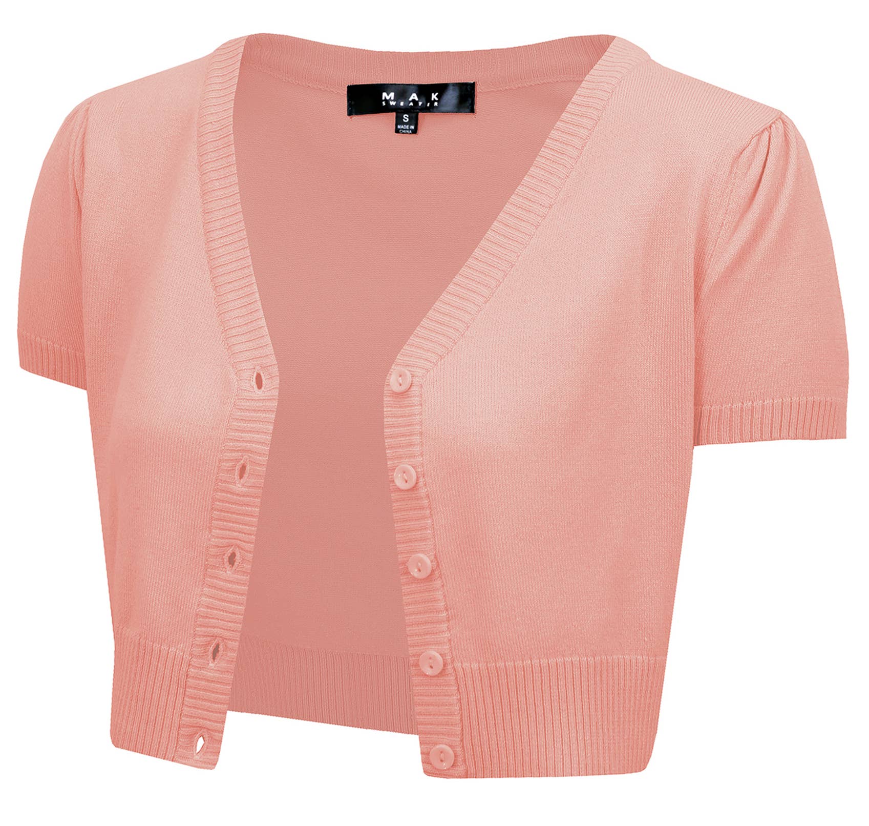 Mak - Vente Cardigan – femme - Cardigan boléro court à manches courtes bouffantes et col en V HB213745