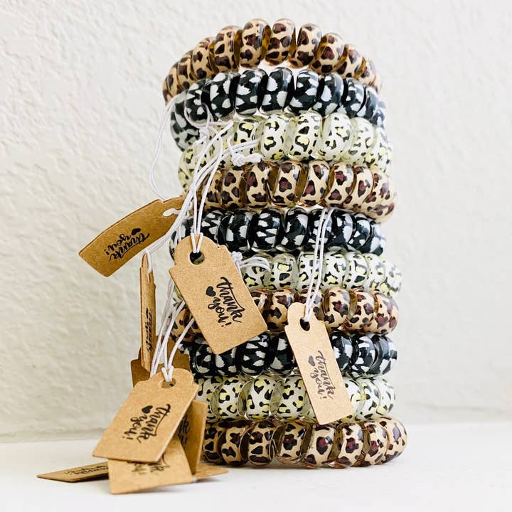 Tiny Gift Society - Wholesale Hair Tie - Thank You Gifts Leopard Hair Coils Telephone Cord Hair Ties0