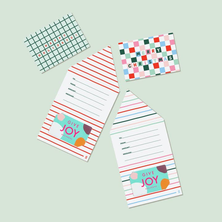 Joy Creative Shop - Wholesale Christmas Card - Holiday Gift Card Holders - Mint Grid (Set of 4)2