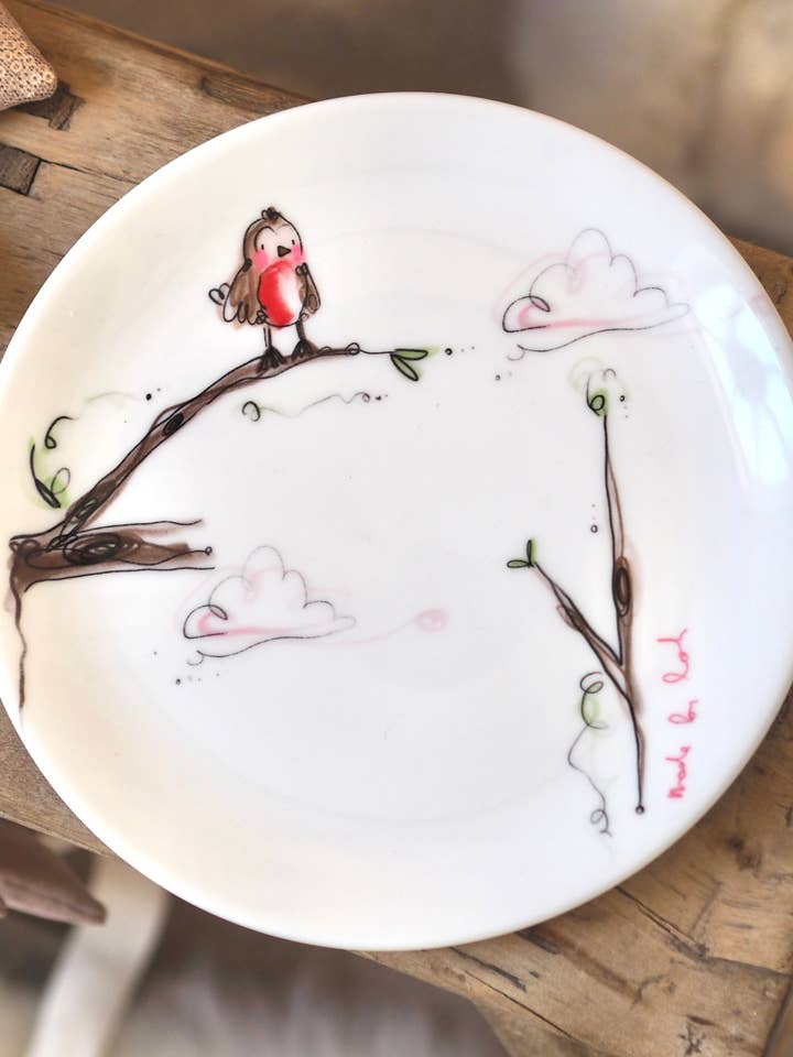 The Ceramic Robin Plate for wholesale by Made by Leah
