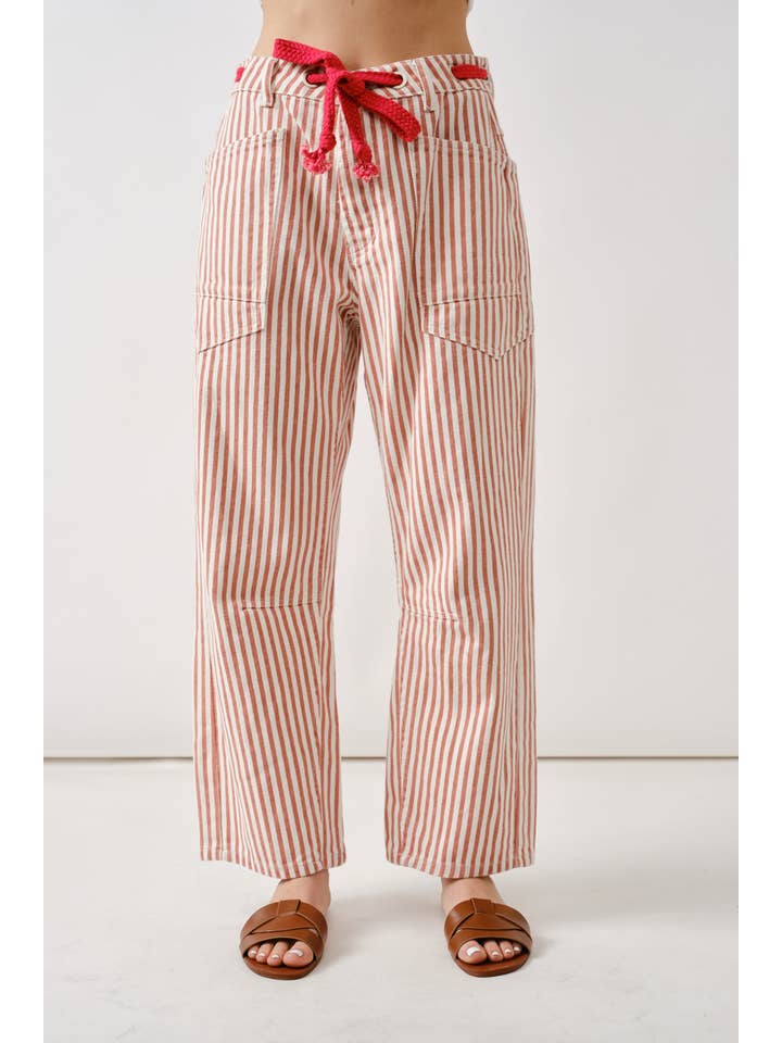 Aaron & Amber - Wholesale Jeans - Women's - MAP3083 BARREL DENIM PANTS WITH EYELET WAIST