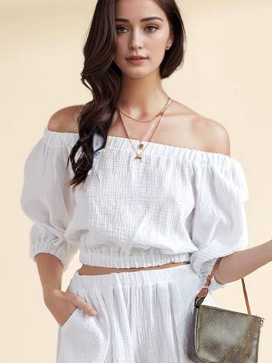 Top da donna in tinta unita con spalle scoperte per la vendita all'ingrosso da parte di A.gain