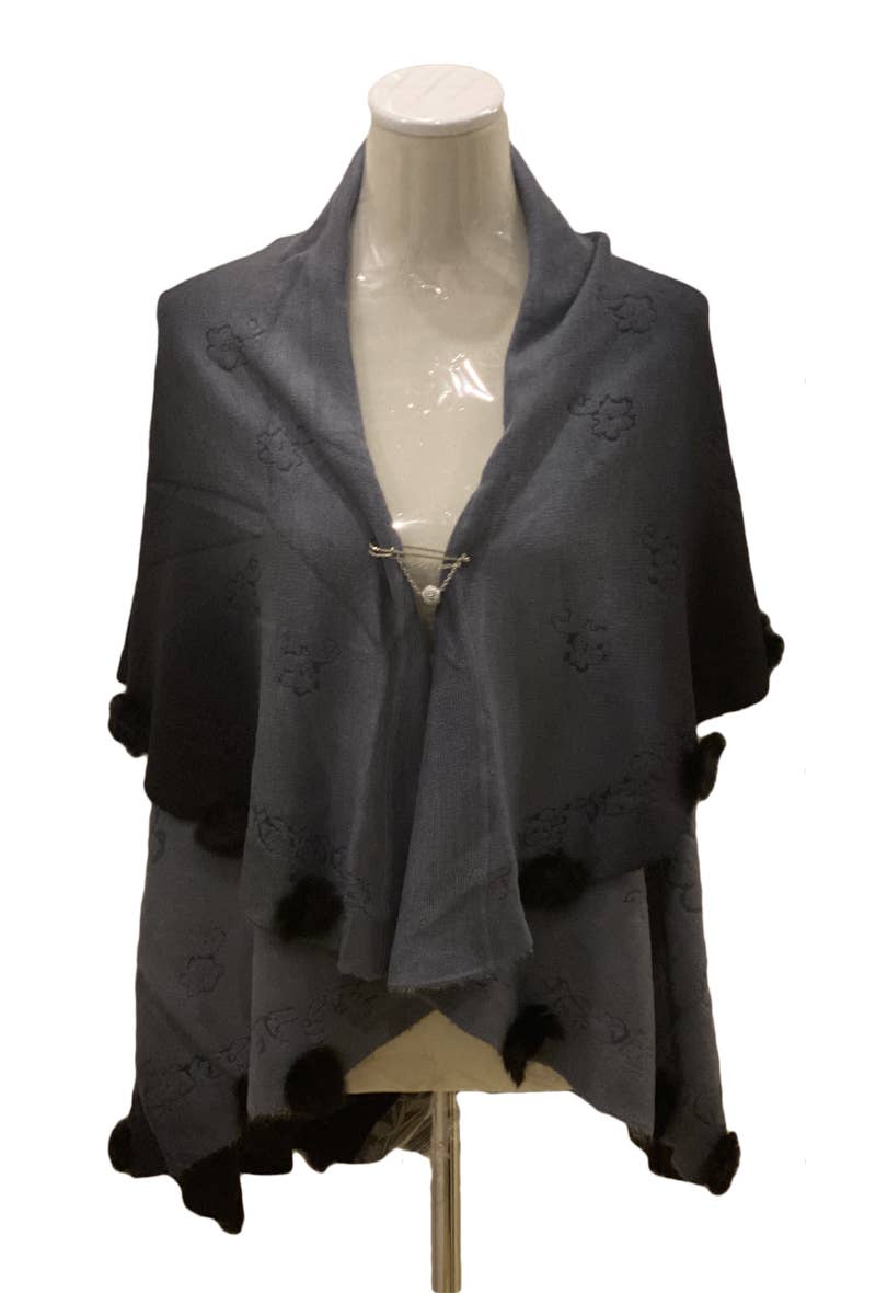 LINETA – wholesale Head scarf – Women's – Pompom poncho 0