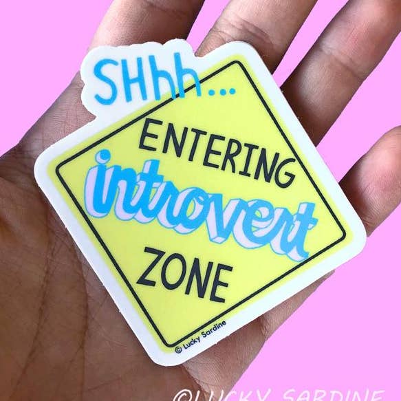 Funny Introvert Caution Sign, Comfort Zone Vinyl Sticker for wholesale by Lucky Sardine