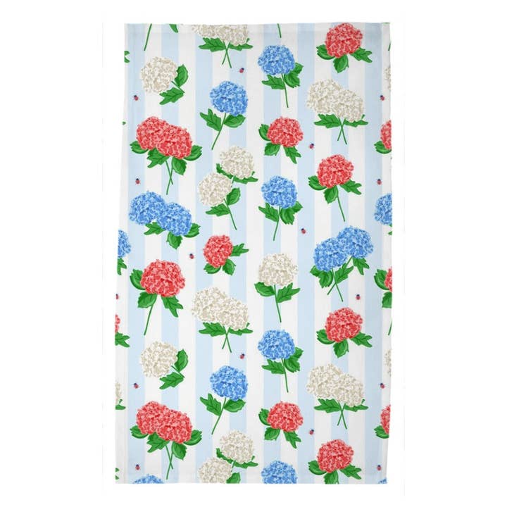 Hydrangea Blooms Poly Twill Tea Towel for wholesale by Taylor Beach Design