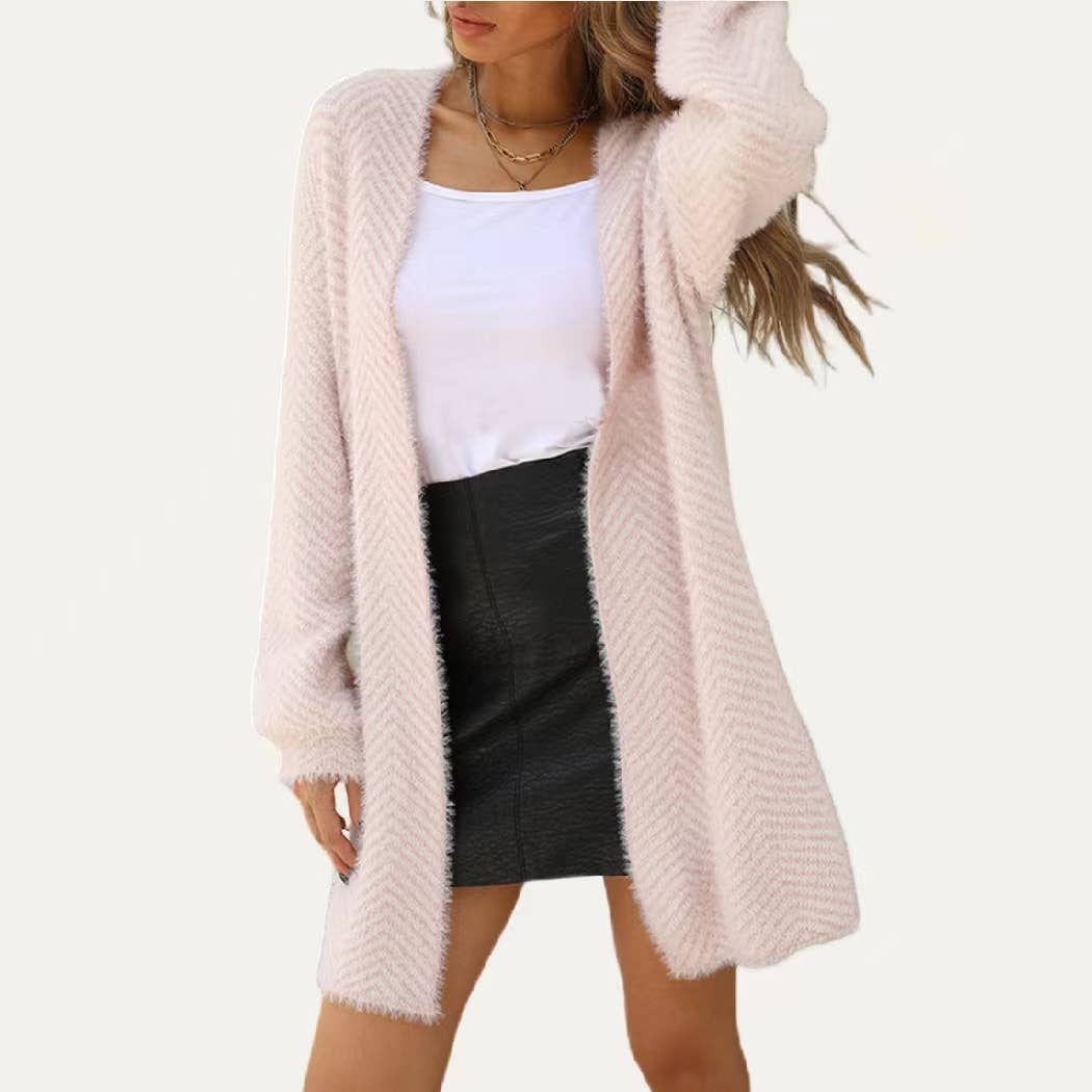 The Moment Collection – Großhandel Strickjacke – Damen – Creating Cozy Gestreifter Strickjacke mit offener Vorderseite und offener Vorderseite7