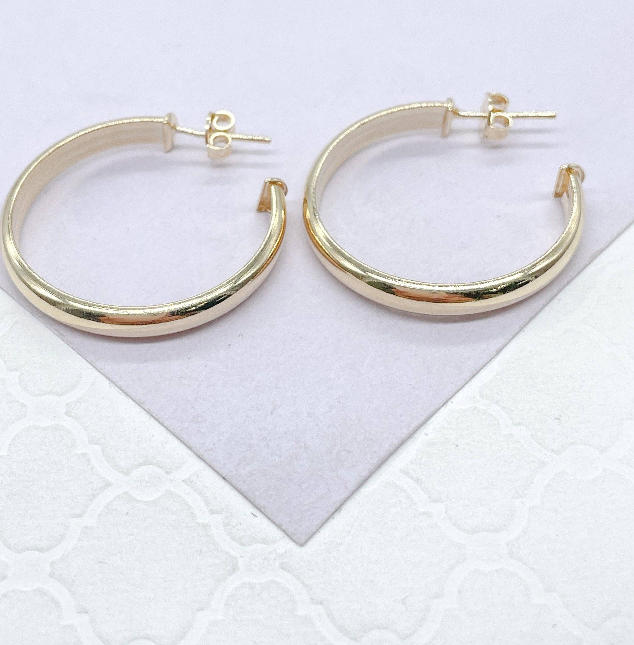 Milie – wholesale Hoop earrings – 18k GF Plain Flat Thin Dainty Hoop8
