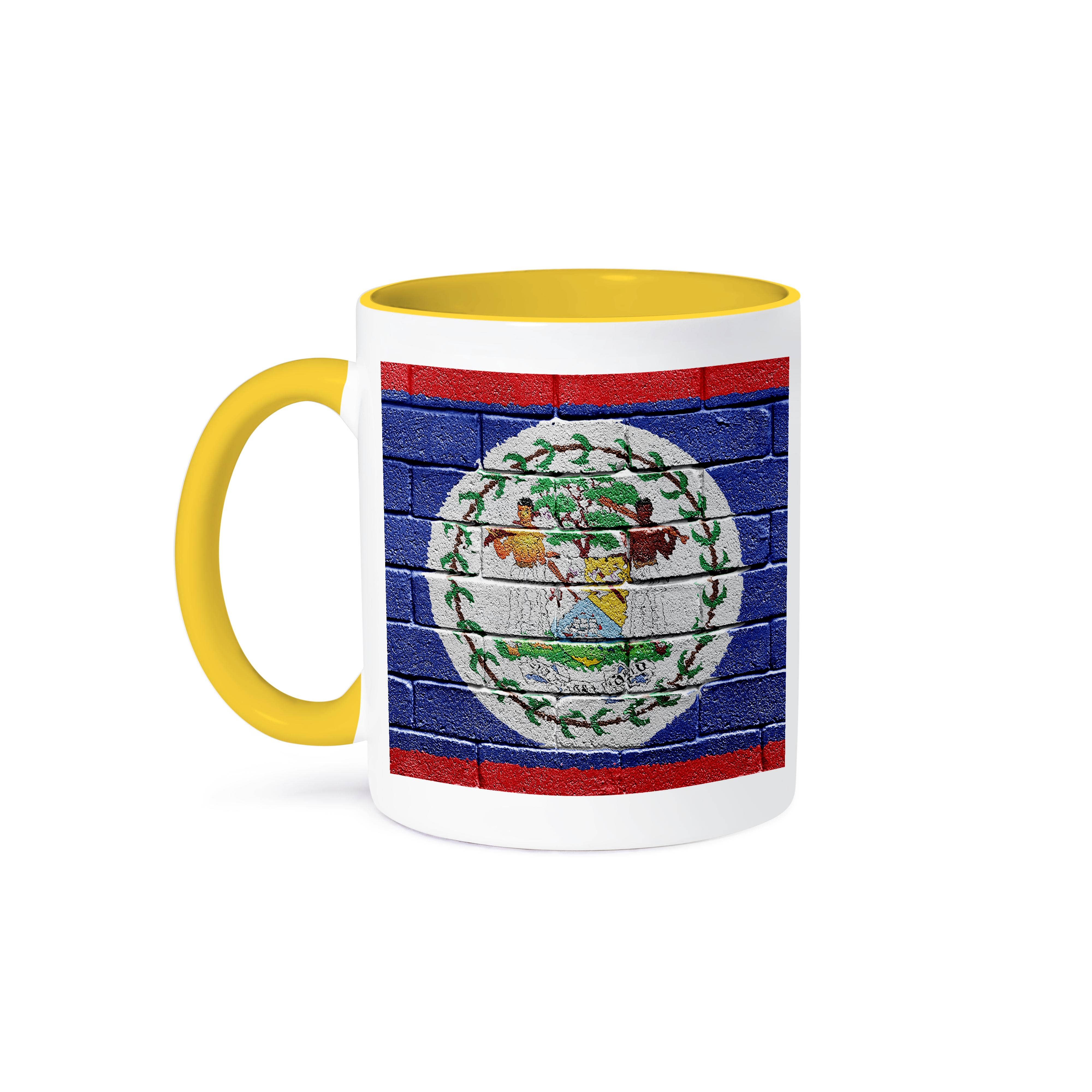 3dRose - Wholesale Coffee Mug - 3dRose, National flag of Belize painted onto a brick wall Belizean, Mug0