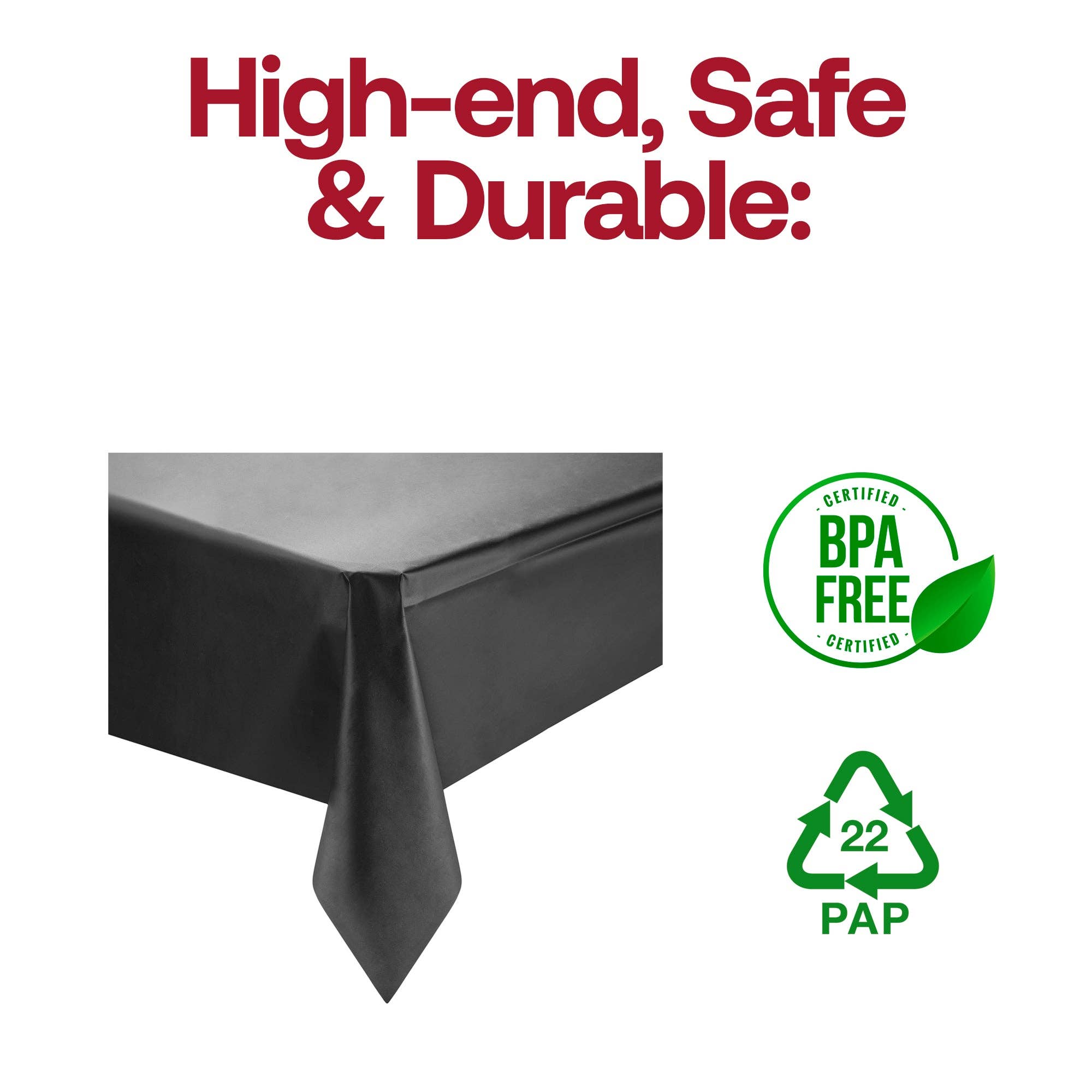 Smarty had a Party - Wholesale Disposable Table Cover/Runner - 54" x 108" Black Rectangular Plastic Tablecloth - 1 pc3