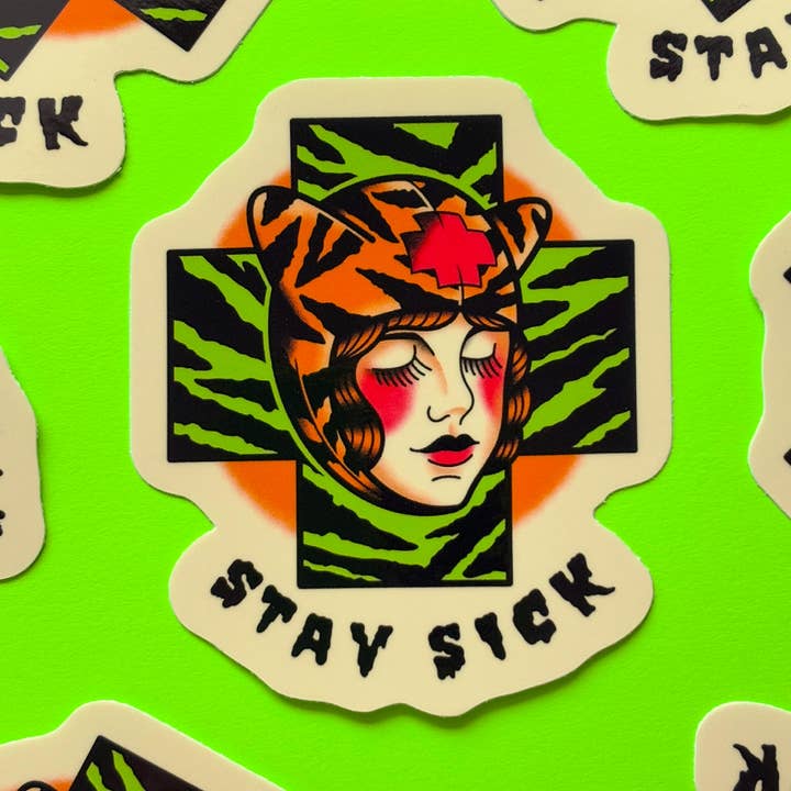 Autocollant vinyle 3" Stay Sick | Tatouage Poison Ivy des Cramps pour la vente par Dumb Junk