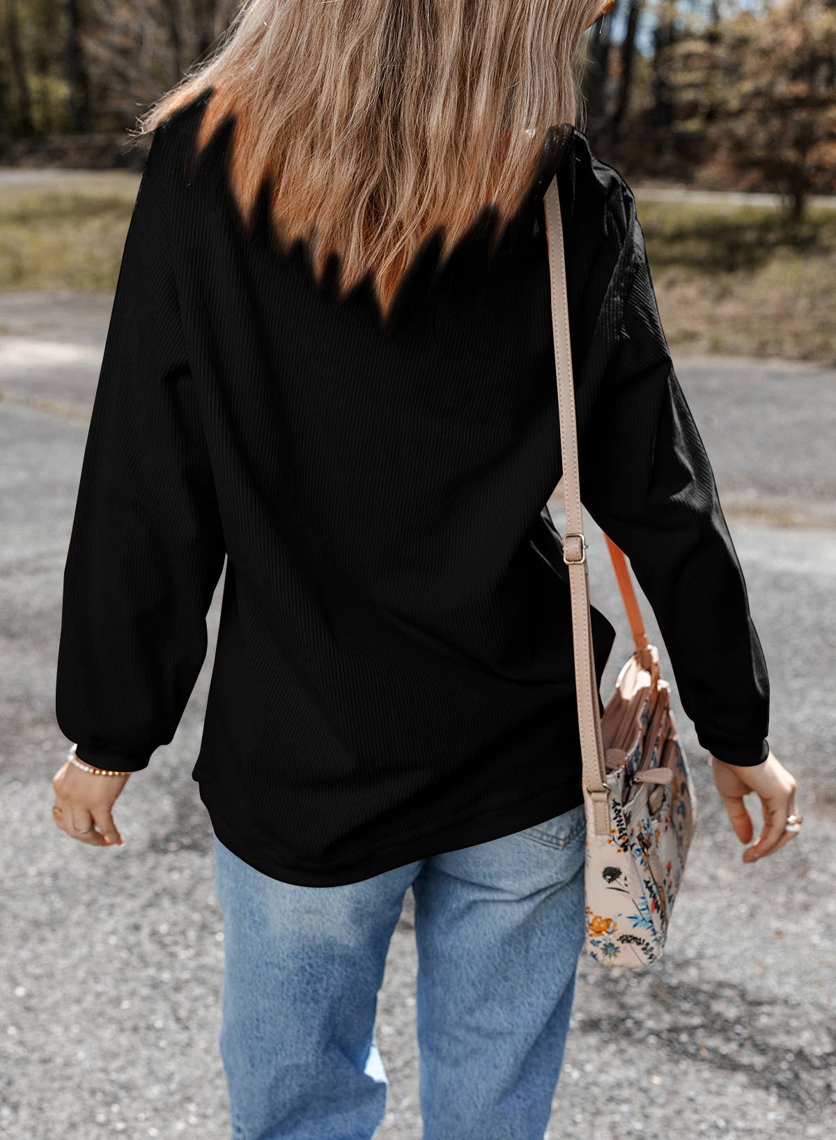 Aapparella - Vente Sweat-shirt – femme - Chandail à col rond en velours côtelé uni pour femmes | S-2XL44