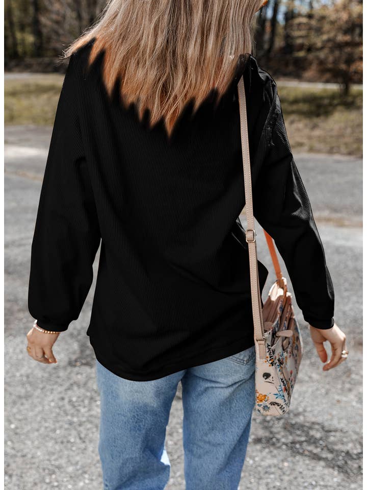 Aapparella - Vente Sweat-shirt – femme - Chandail à col rond en velours côtelé uni pour femmes | S-2XL44