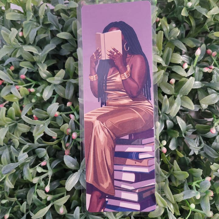 Golden Reading Black Woman Bookmark for wholesale by Self Care Tribe