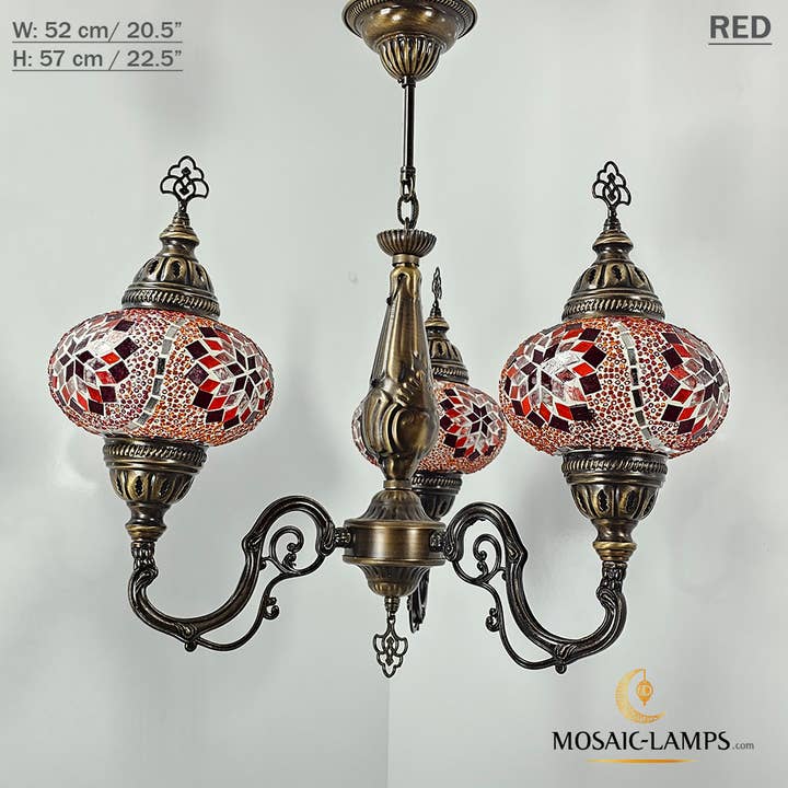 Mosaic Lamps – Candeeiro/lâmpada suspensa por atacado – Mosaico 3 Globo Feito à Mão Turco Marroquino Árabe Oriental Boh17