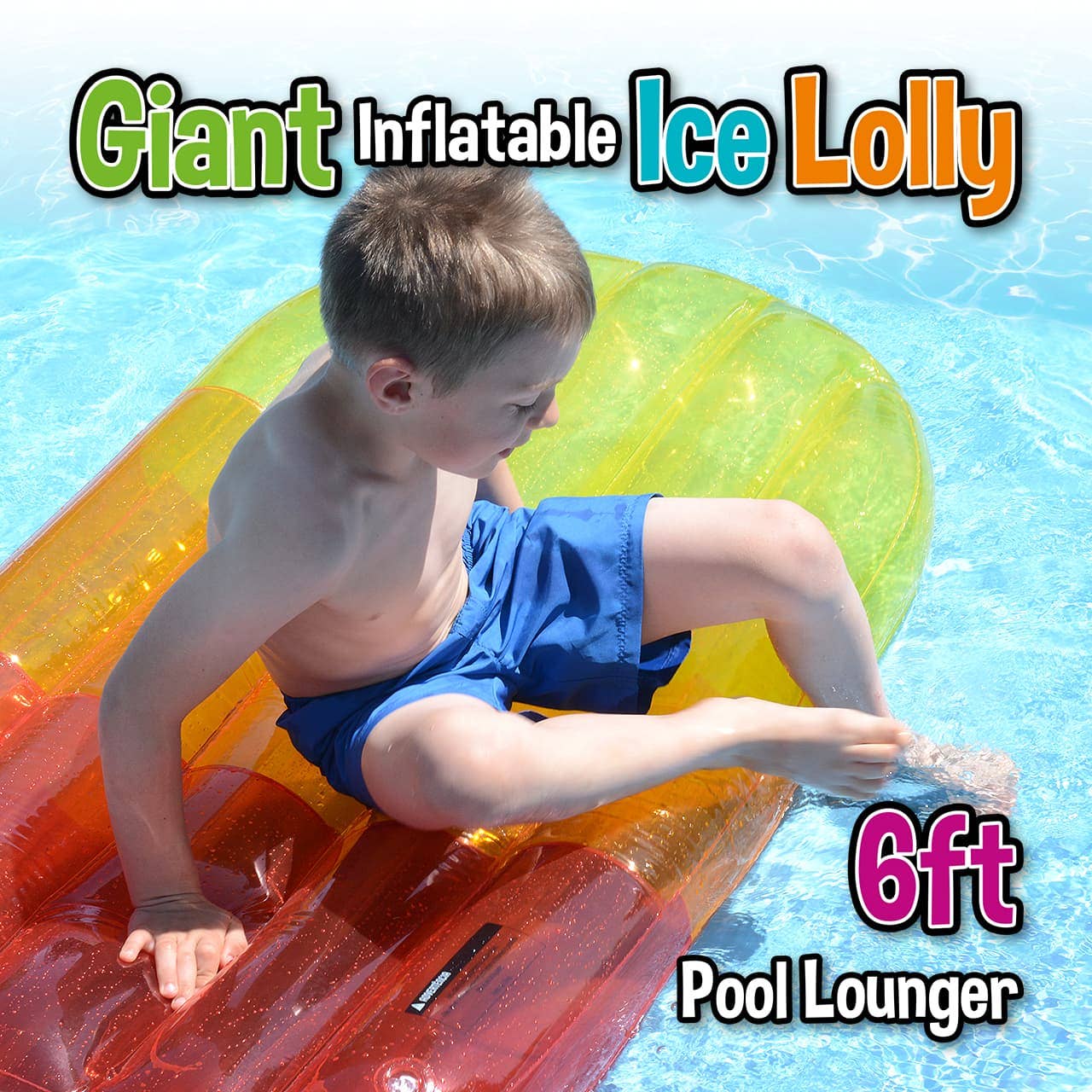 Wholesale Gifts Tomorrow – wholesale Inflatables – Giant Inflatable Ice Lolly Lounger (Transparent) Red, Yellow, Orange6