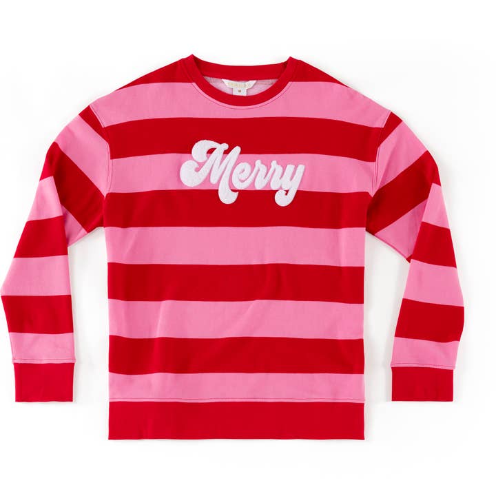 Shiraleah - Wholesale Sweatshirt - Women's - ASSORTED SET OF 6 "MERRY" STRIPE SWEATSHIRTS